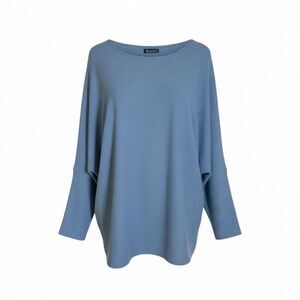 Pretty Garden Ribbed Knit Long Dolman Sleeve Stretch Casual Top Blue Size XXL